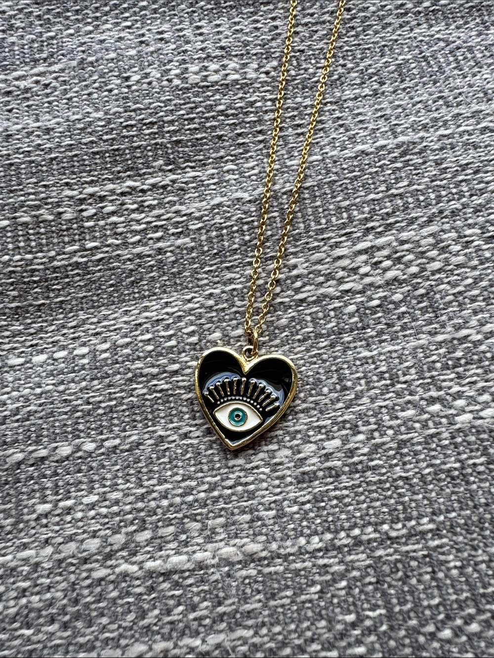 Enamel Evil Eye Heart Pendant Necklace